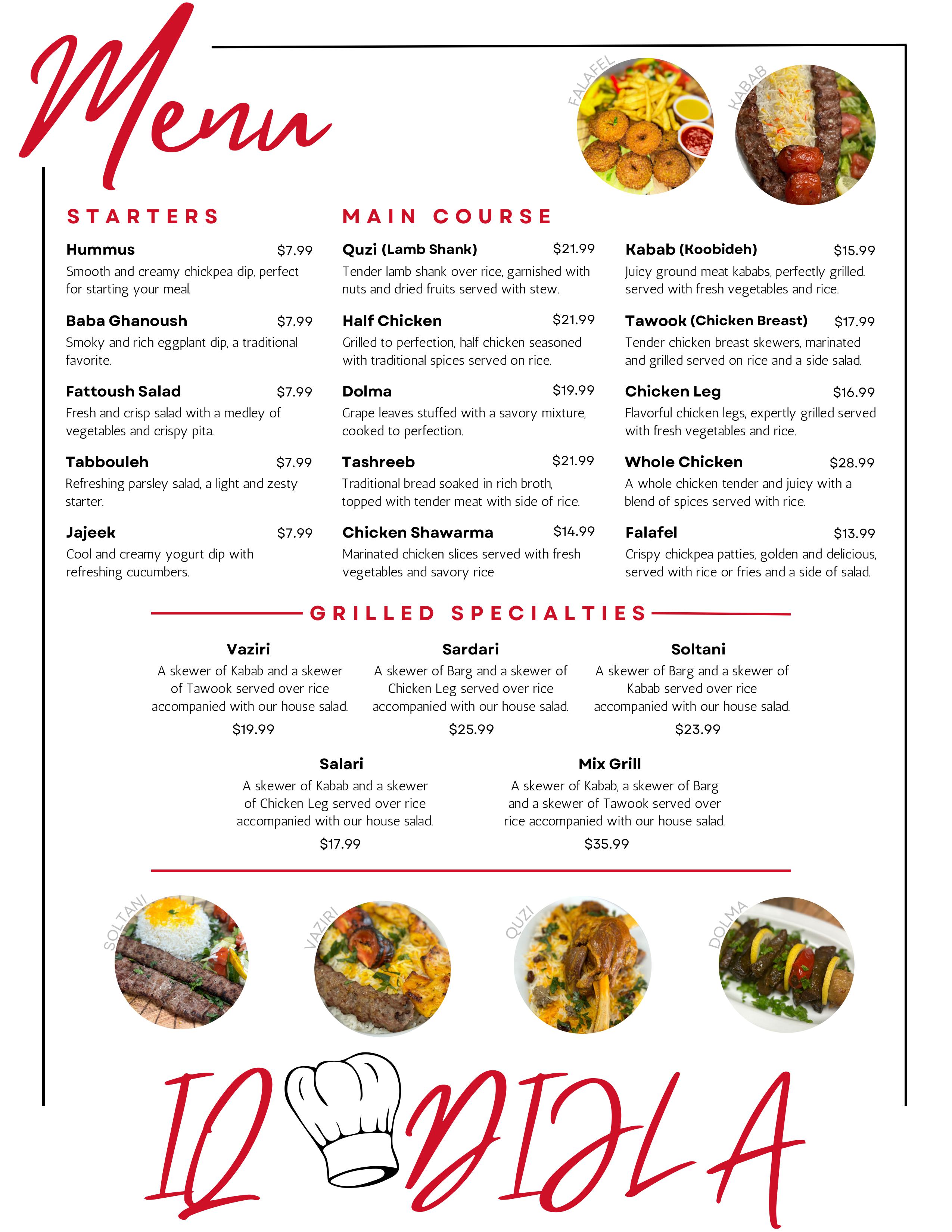 Dijla Restaurant Menu 1 - Iraqi & Persian food in Mississauga